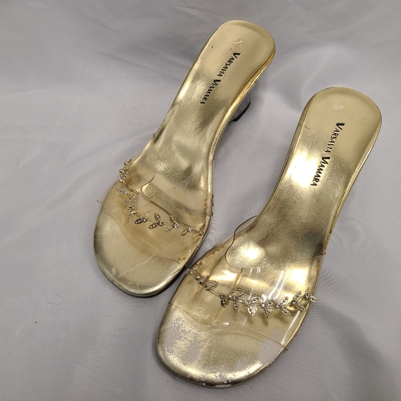 Varsavia Viamara Gold Platform Sandals - Picture 1 of 7